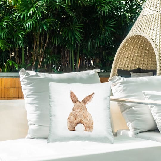 Stupell Industries Brown Rabbit Tail Cute Animal, Brown Rabbit Tail Cute Animal Outdoor Printed Pillow